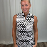 Black & White Pattern Zip Top