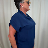 Navy Airflow Mockneck Top