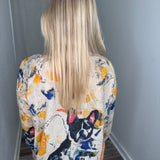 Printed Dollman Sleeves Dog Sweater