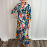 Coastal Teal Painted Shirt Dress