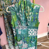 Green Crinkle Cowl Neck Dress