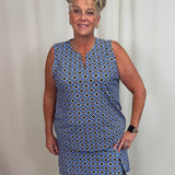 Geo Diamond Sapphire Zip Skort