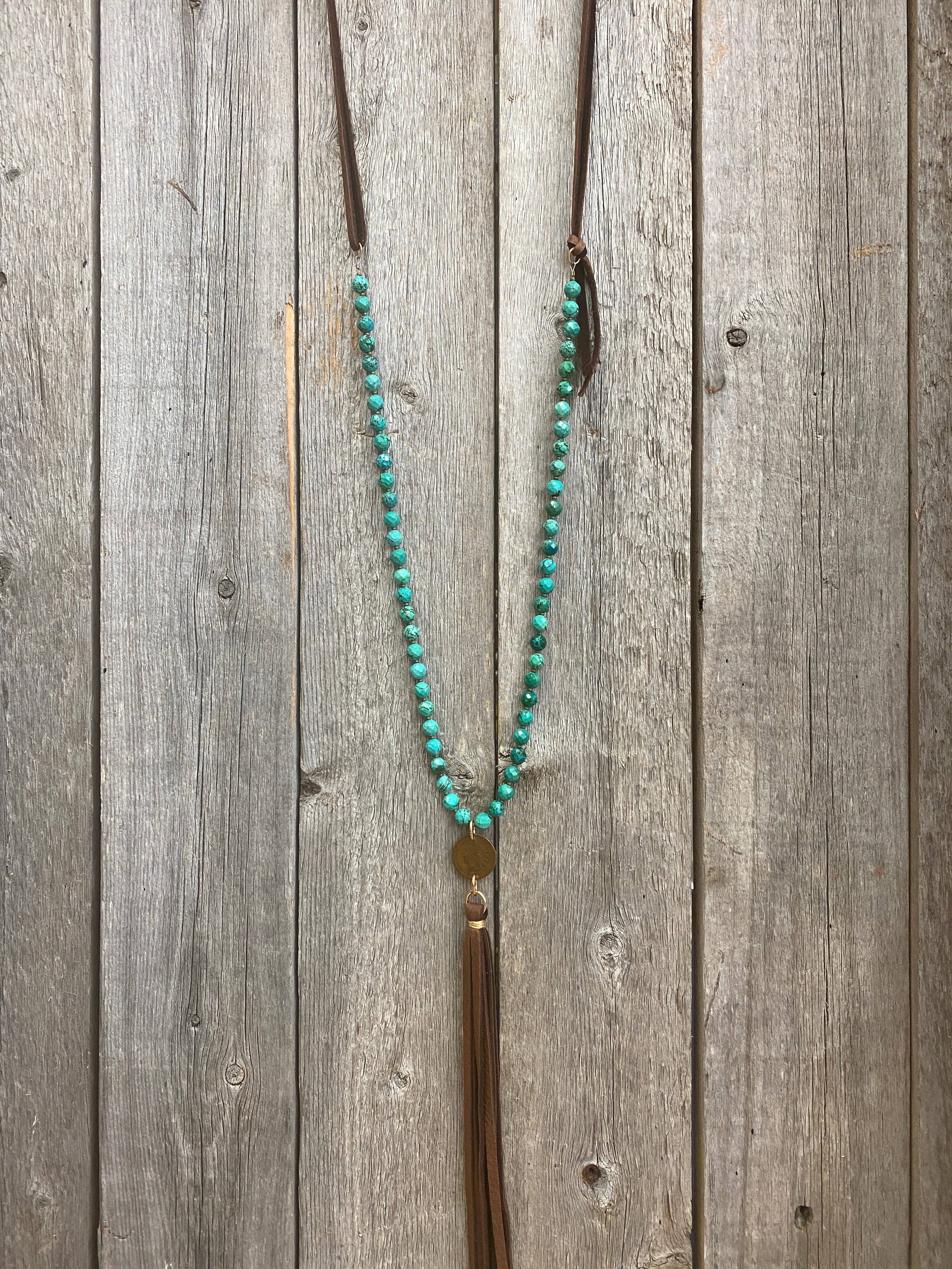 Turq w/Nickel & Leather Tassel