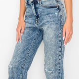 HIGH RISE STRETCH FLARE WITH DISTRESSED FRAYED HEM JEANS: 13 (30)