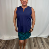 Giraffe Emerald Navy Zip Skort