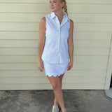 Khaki & White Stripe Scallop Skort