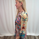 Amalfi Bloom Silk Scoop Neck Blouse