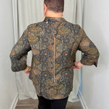 Green Printed Zip Back Shirt