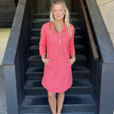 Clear Salmon Half Zip Dress