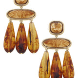 Daphne Resin Statement Earrings in Amber & Satin Gold