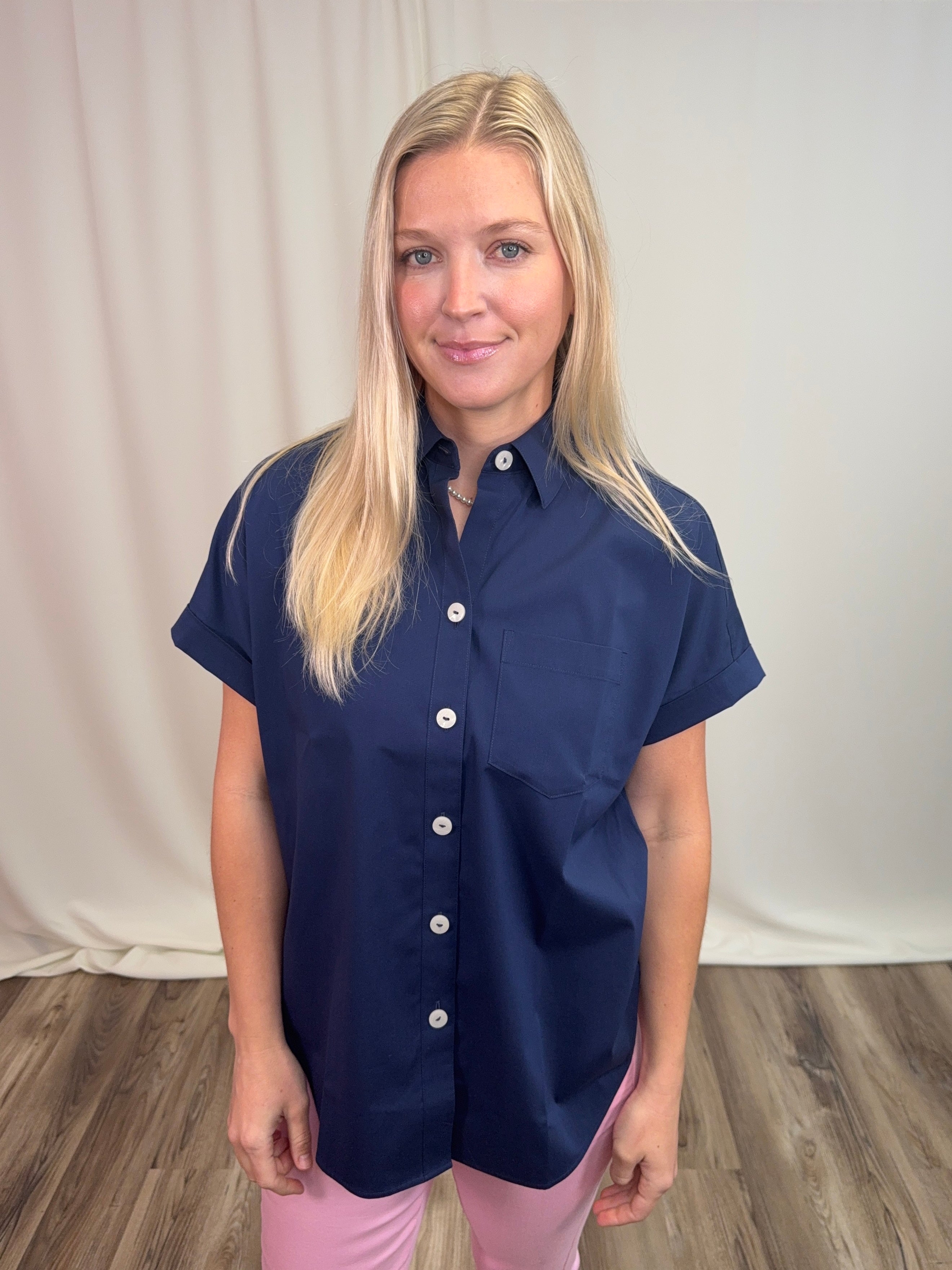 Stretch Cap-Sleeve Shirt
