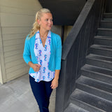 Clear Turquoise Cardigan Sweater