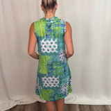 Green Crinkle Cowl Neck Dress