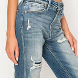 HIGH RISE STRETCH STRAIGHT WITH SINGLE CUFF JEANS: 1 (24)
