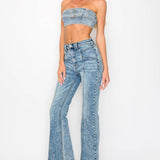 HIGH RISE SUPER STRETCH FLARE WITH SEAMED FRONT JEANS: 9 (28)