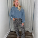 LEOPARD BARREL JEANS