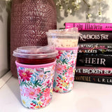 Pink Floral Iced Coffee Drink Sleeve- Medium