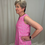 Geo Pink/Kelly SlvLess Keyhole Top