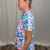 Multi Color Dragonfly SSlv Collar Top