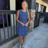 Giraffe Pwinkle Nvy SlvLss Trvl Dress