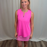 Clear Pink SlvLess Keyhole Top