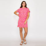 Pink Daisy Lace Mini Skirt