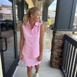 Pink Tangerine Striped Scallop Skort