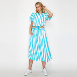 Stripe Turquoise Puffer Sleeve Top