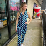 Navy and Blue Circle capri