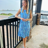 Blue Animal Print 42" Ruffle Bottom