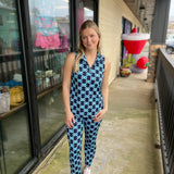 Navy and Blue Circle capri