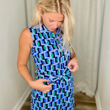 Geo Circles Green Safari Dress