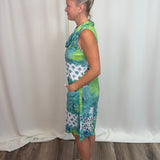Green Crinkle Cowl Neck Dress