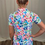 Multi Color Dragonfly SSlv Collar Top
