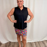 Black Ruffle V-neck Tank