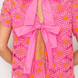 Pink Daisy Lace Top with Bow