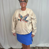 Duck Faux Rhinestone Tan Sweatshirt