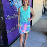 Multi Color Filigree Zip Skort