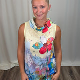Floral Cowl Neck Knit Top