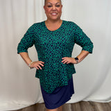 Giraffe Emerald Navy Asym Top