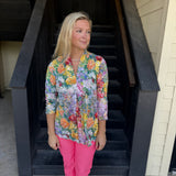 Floral Vneck Crinkle Top