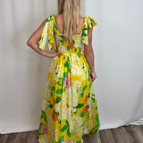 Sunny Yellow Flower Maxi Dress