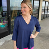 Navy 3/4 Sleeve Top