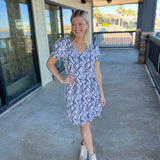 Python Neutrals Puffed Sleeve Dress