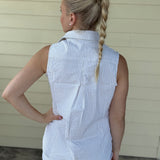 Khaki & White Stripe Button Up Top