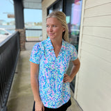 Pastel Vines Short Sleeve Collar Top