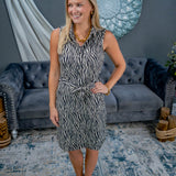 Vertical Zebra Neutral Safari Dress