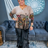 Printed Dollman Sleeves Multi Sweater
