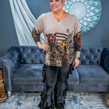 Printed Dollman Sleeves Multi Sweater