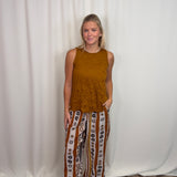 Rust Printed Straight Pants